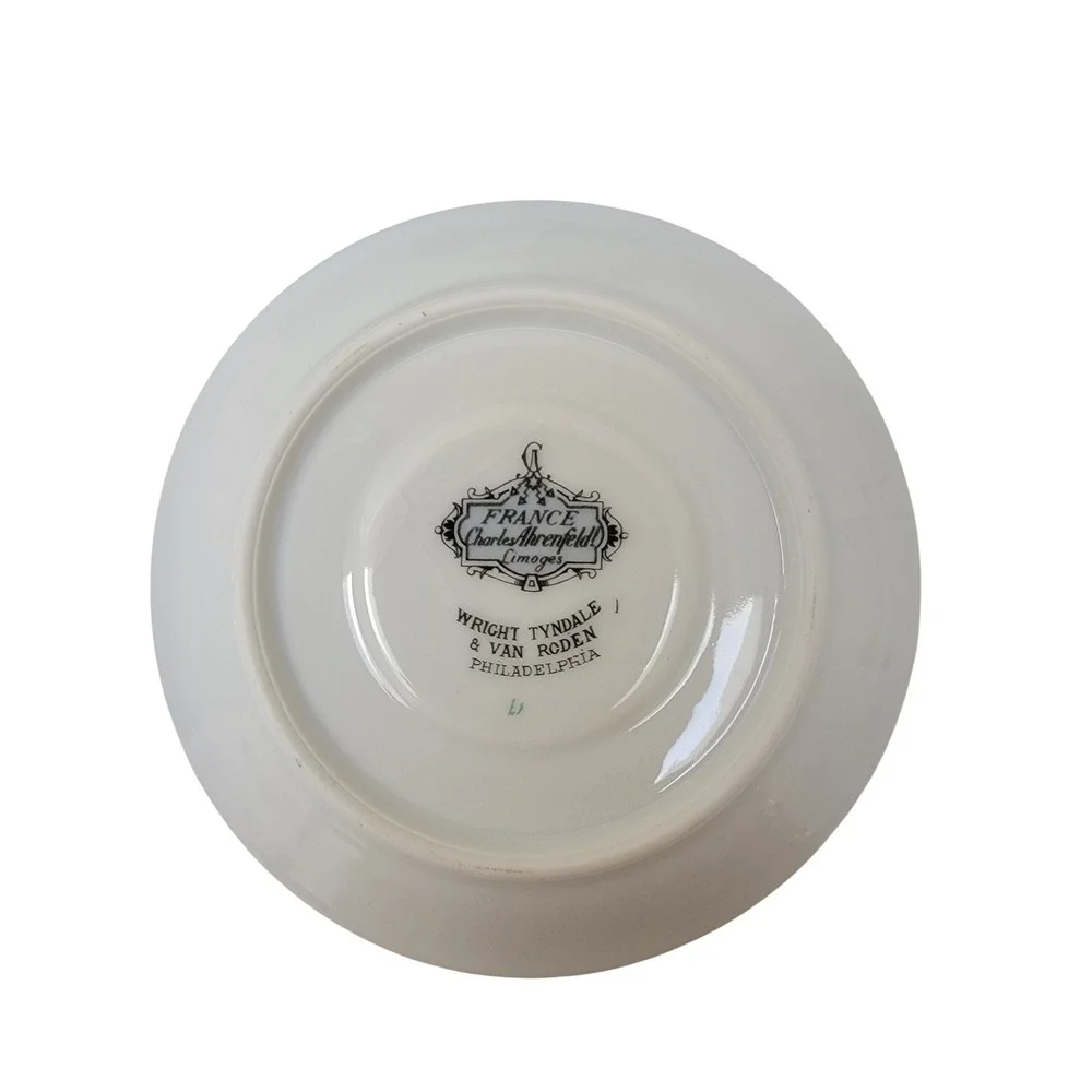 Charles Ahrenfeldt France Antique Limoges Demitasse Cup Saucer Set for Two c1900